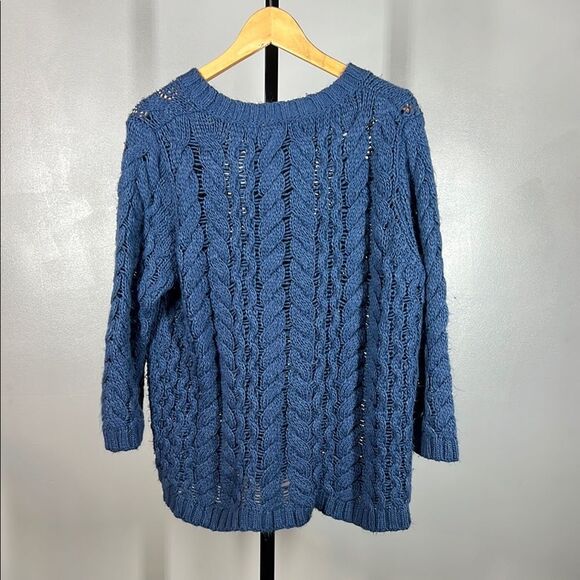 Joe Fresh Blue Cable Knit Crew Neck Sweater - Picture 3 of 5